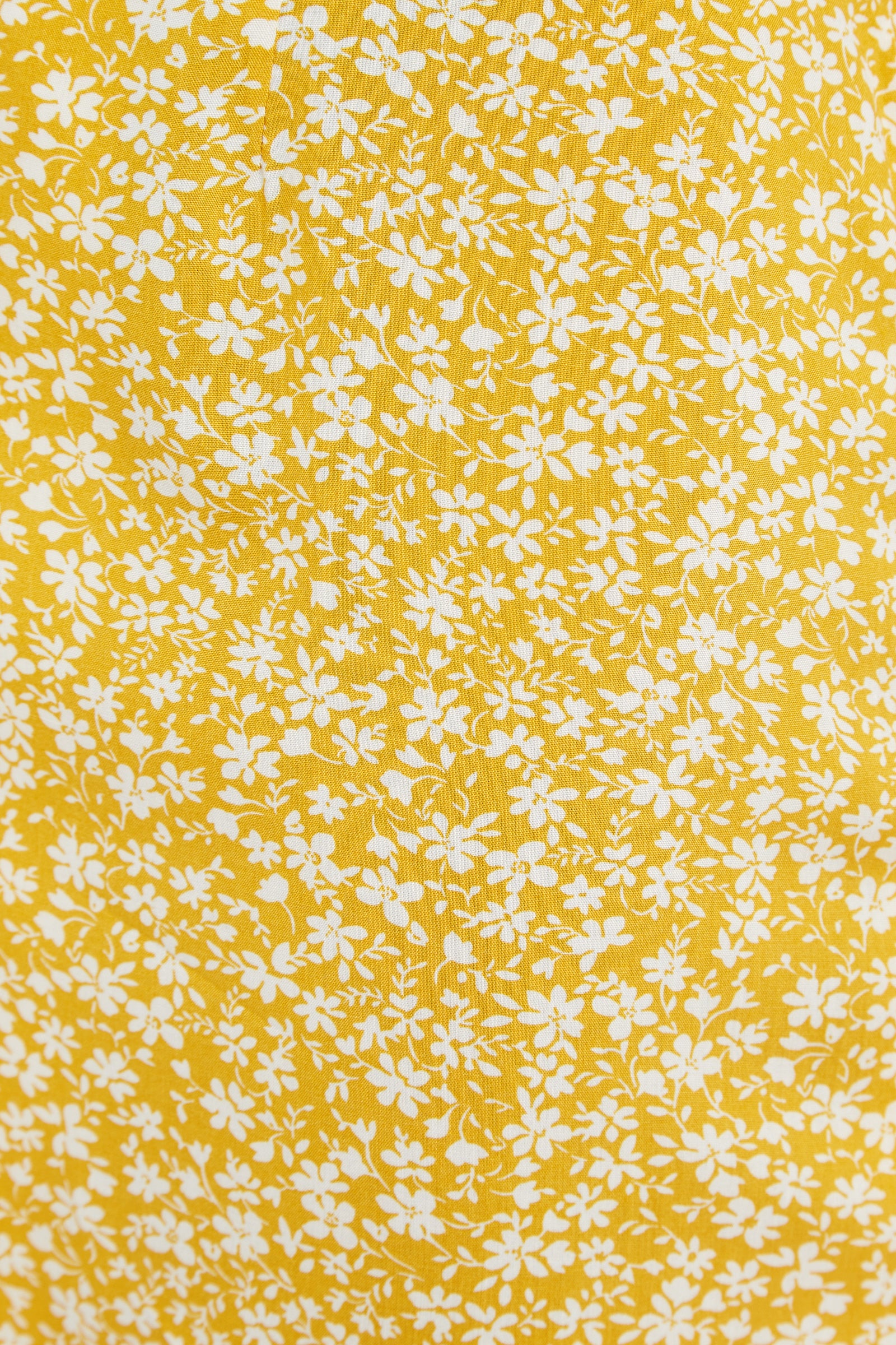 Prudence Micro Blossom Print Short Sleeve Laced Back Mini Dress In Yellow - Image 7