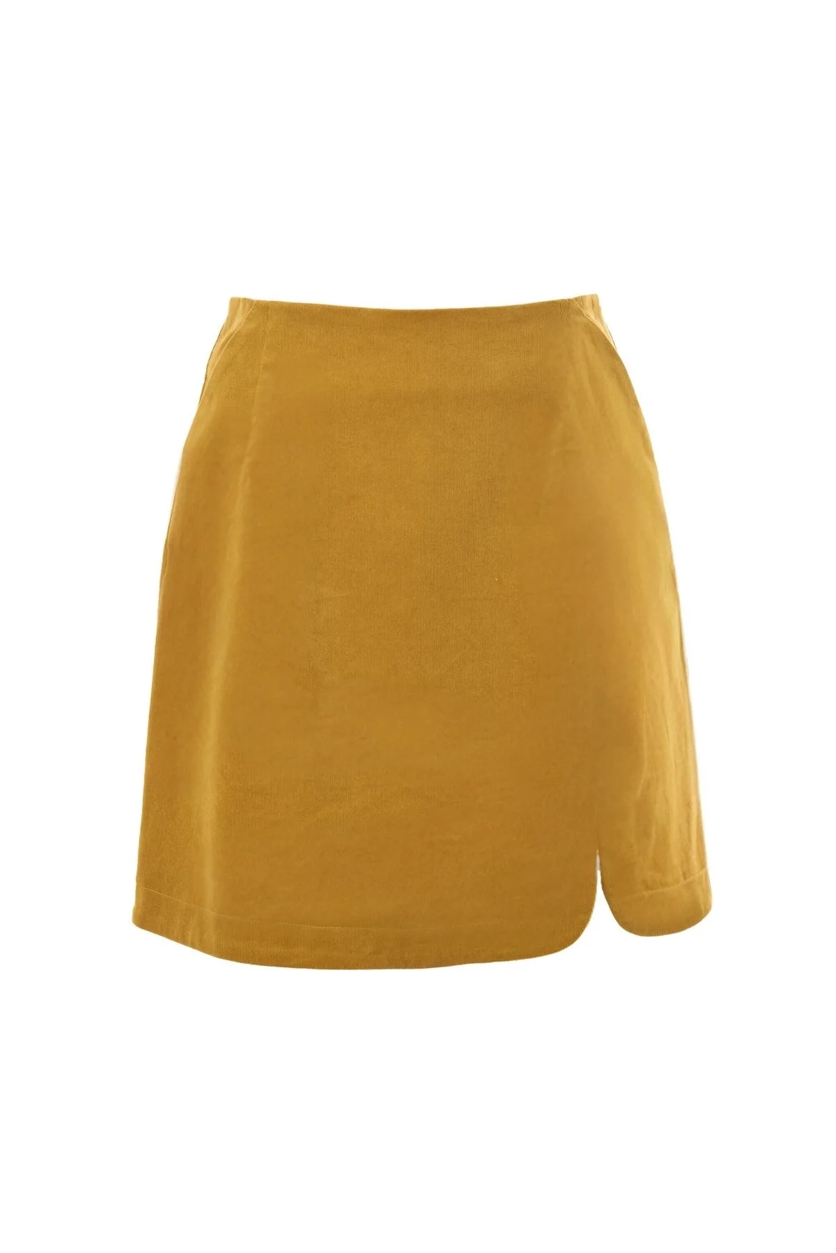 Ria Babycord A-Line Mini Skirt - Mustard - Image 7