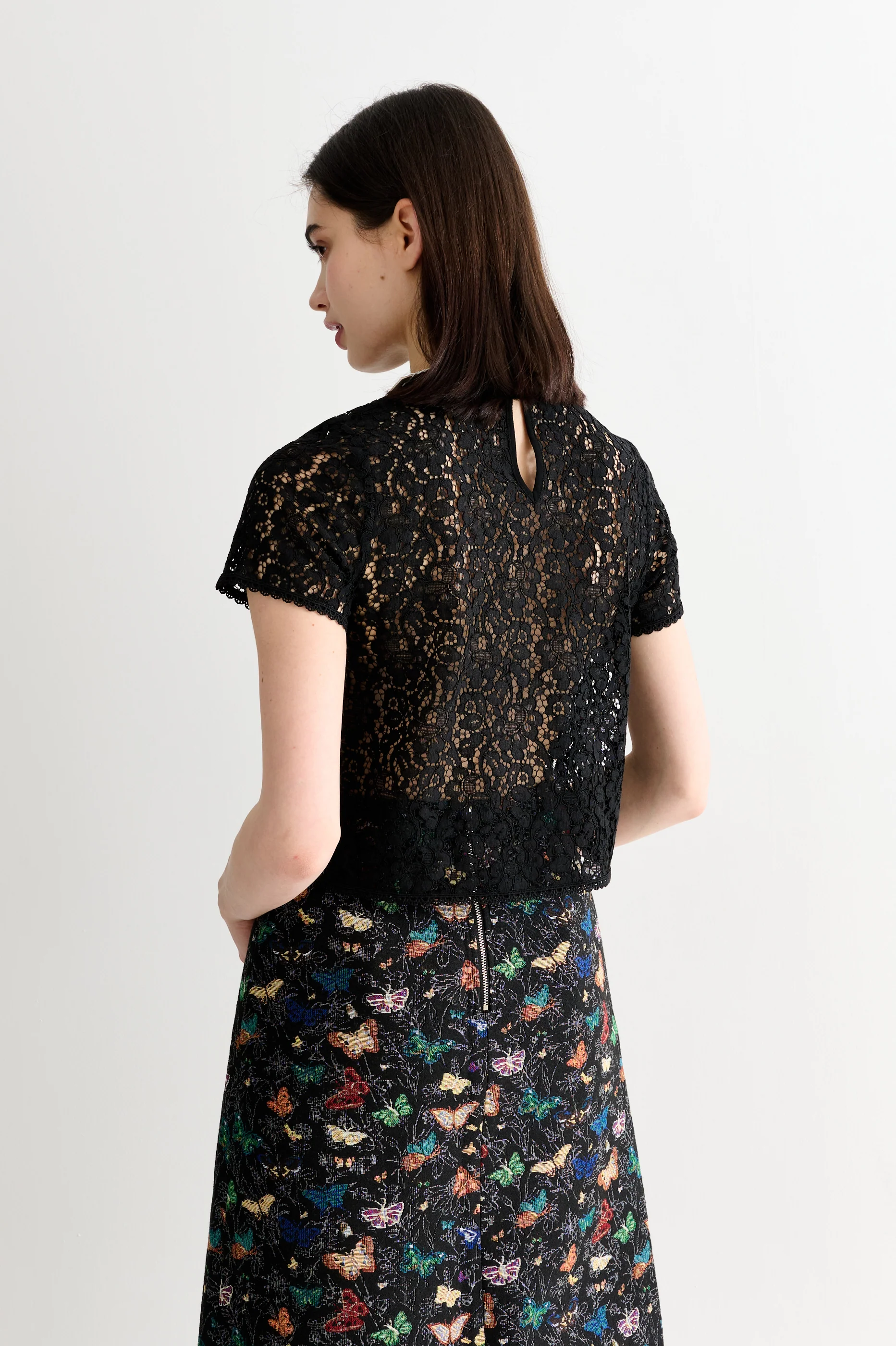 Rufaro Lace Short Sleeve Blouse - Black - Image 2
