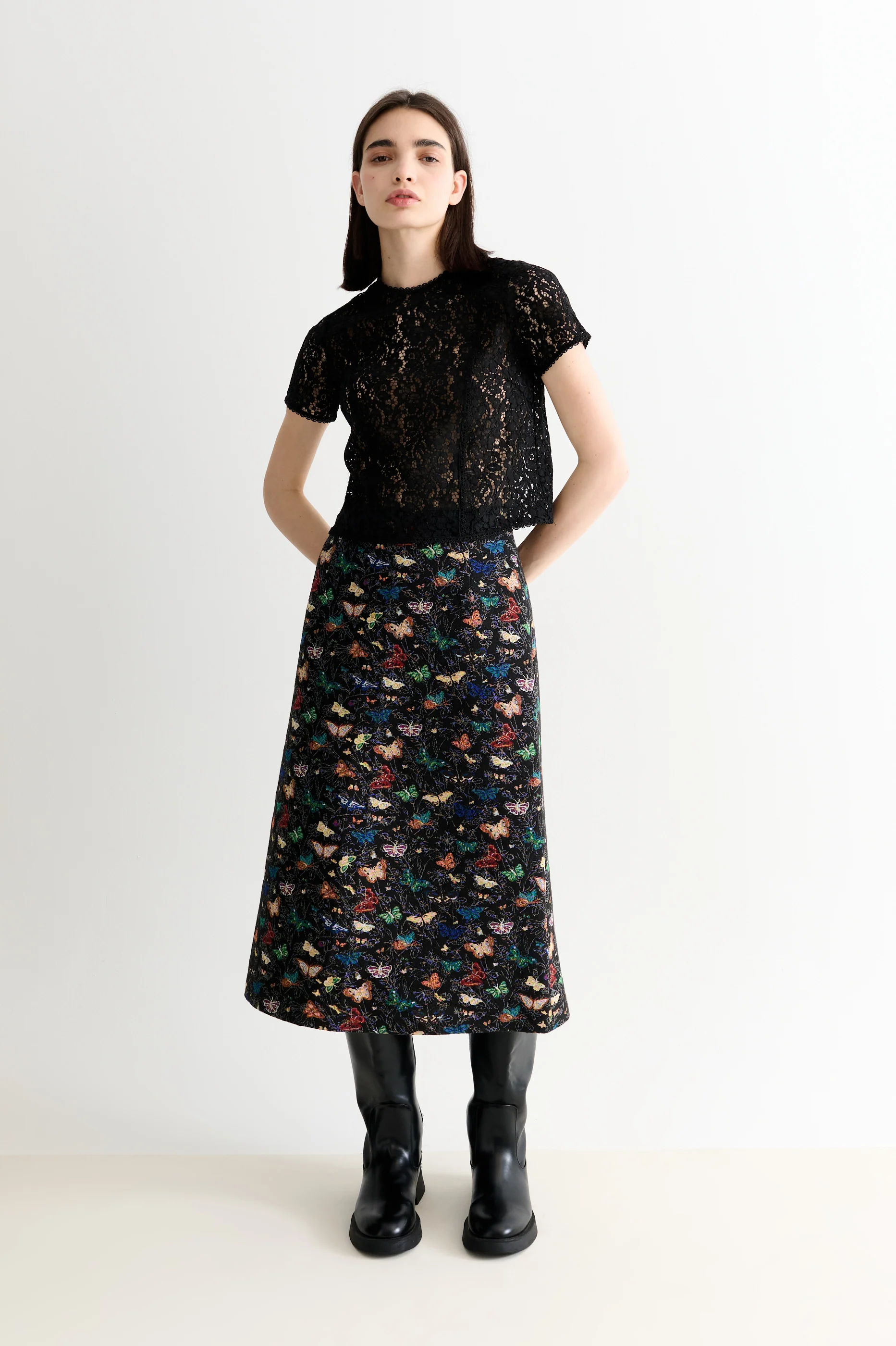 Rufaro Lace Short Sleeve Blouse - Black - Image 4