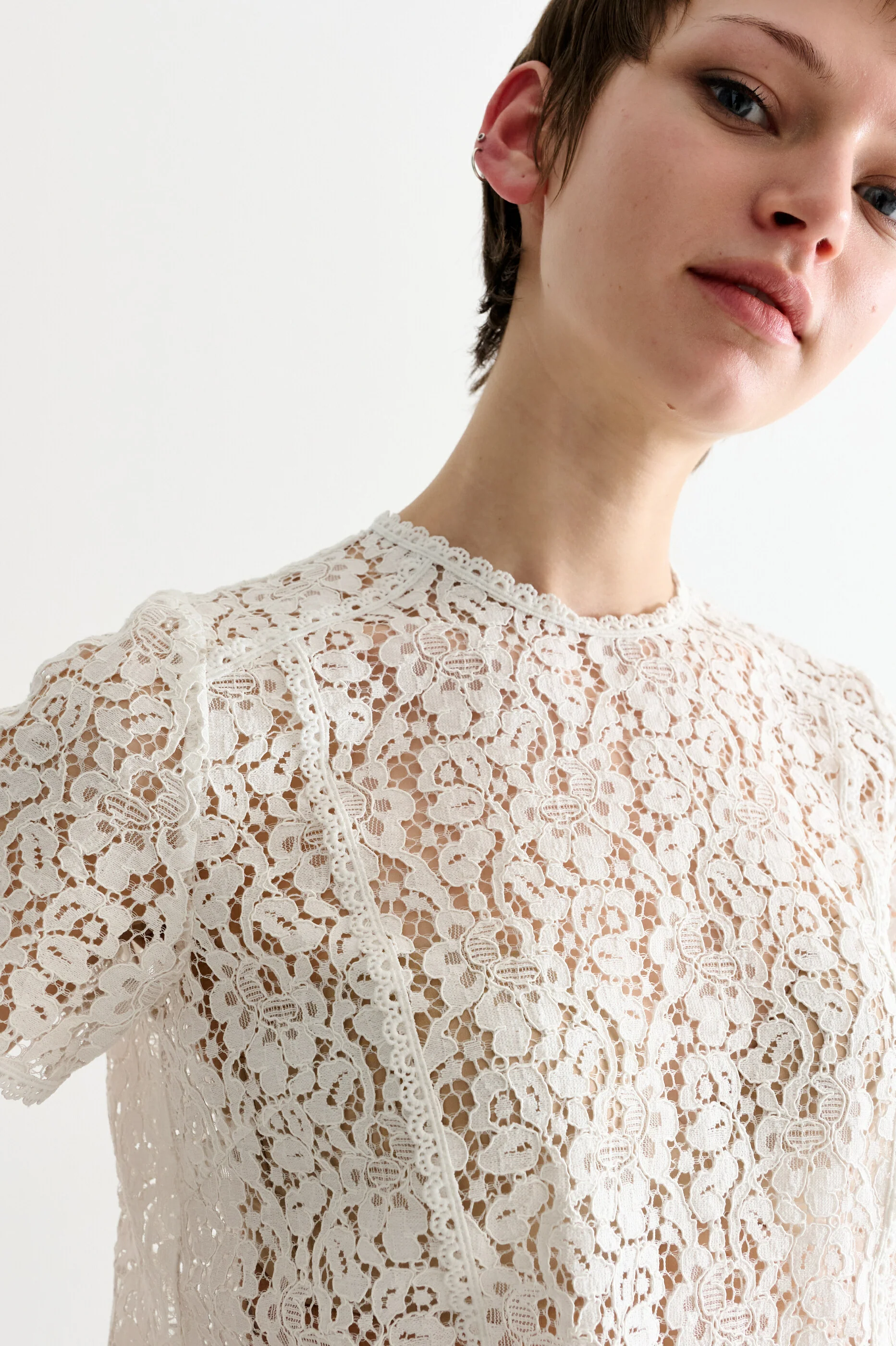 Rufaro Lace Short Sleeve Blouse - Off White - Image 2