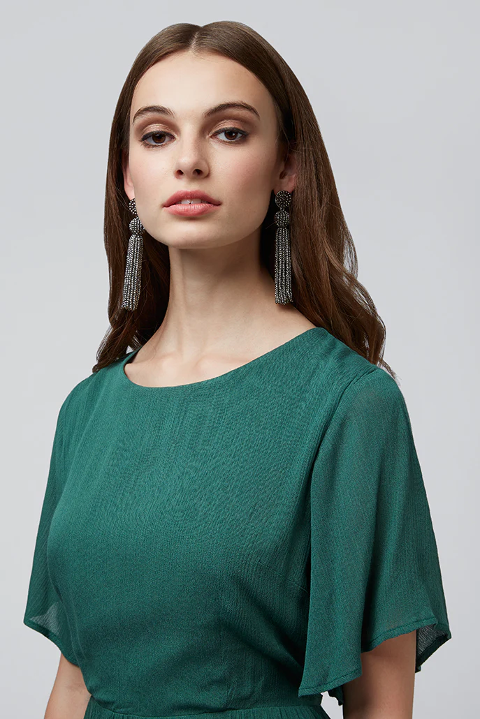 Safa Cut Out Back Green Midi Dress - Image 4