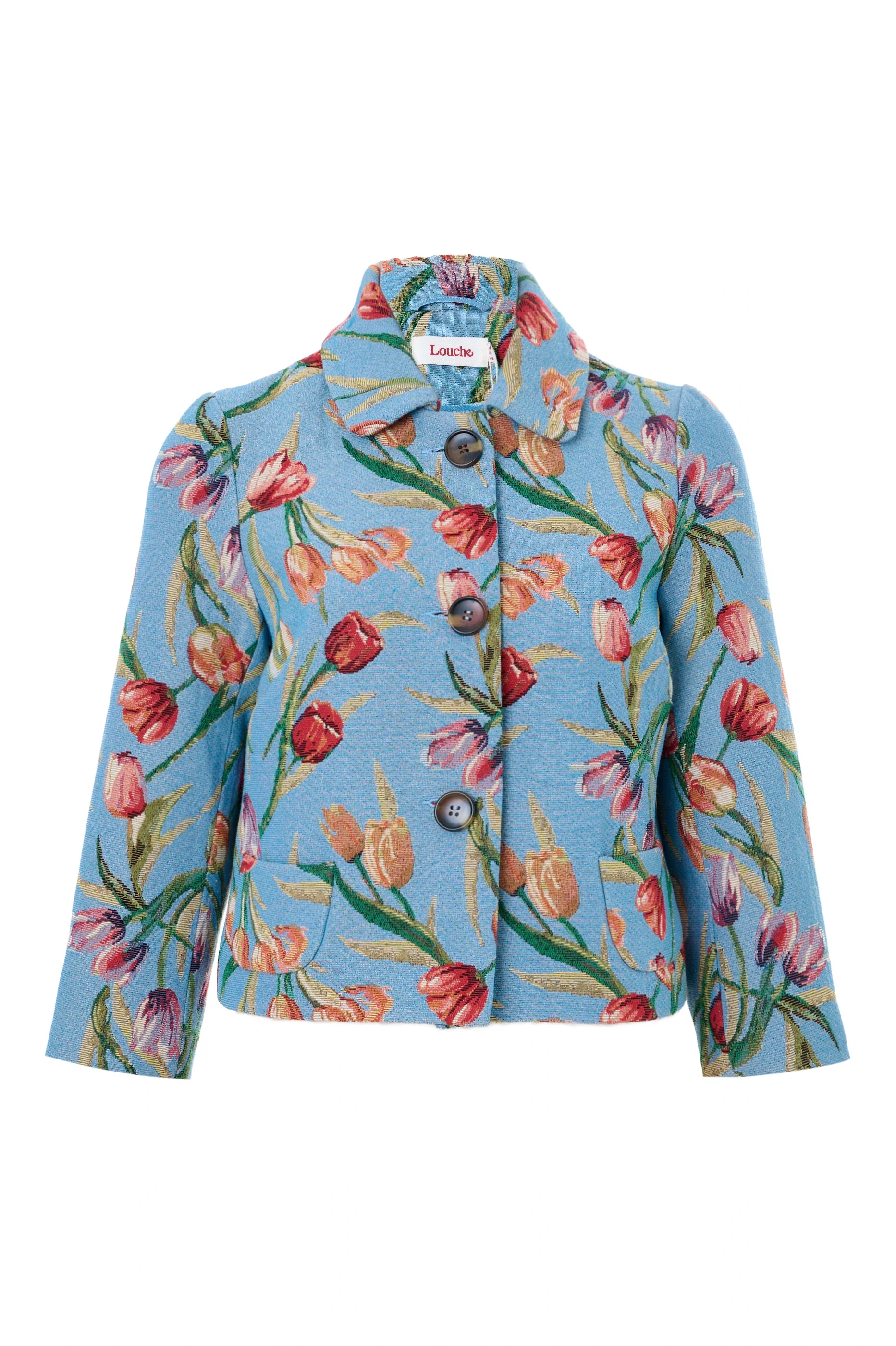 Salut Tulip Jacquard Short Jacket - Blue - Image 7