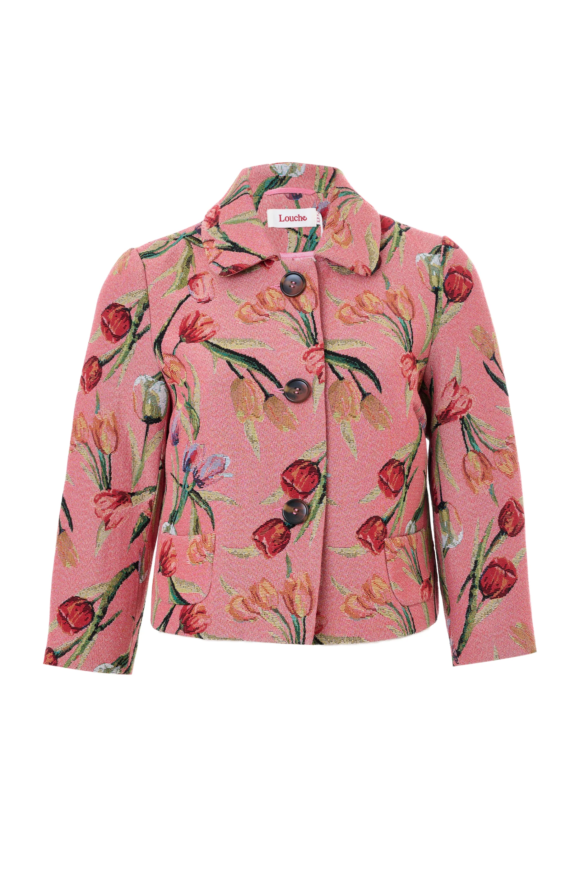 Salut Tulip Jacquard Short Jacket - Pink - Image 7