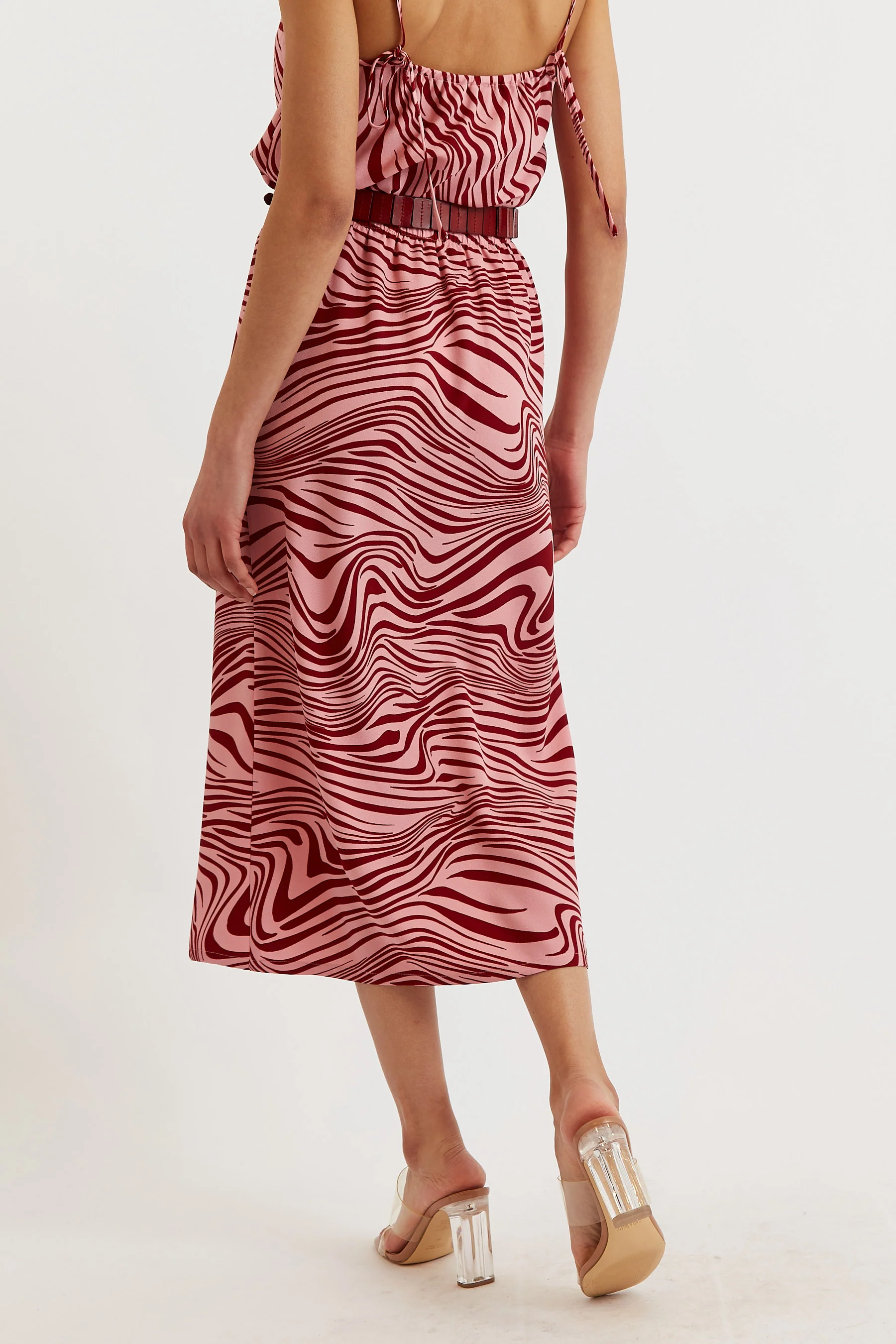 Saro Zebra Pop Print Bias Midi Skirt - Pink - Image 3