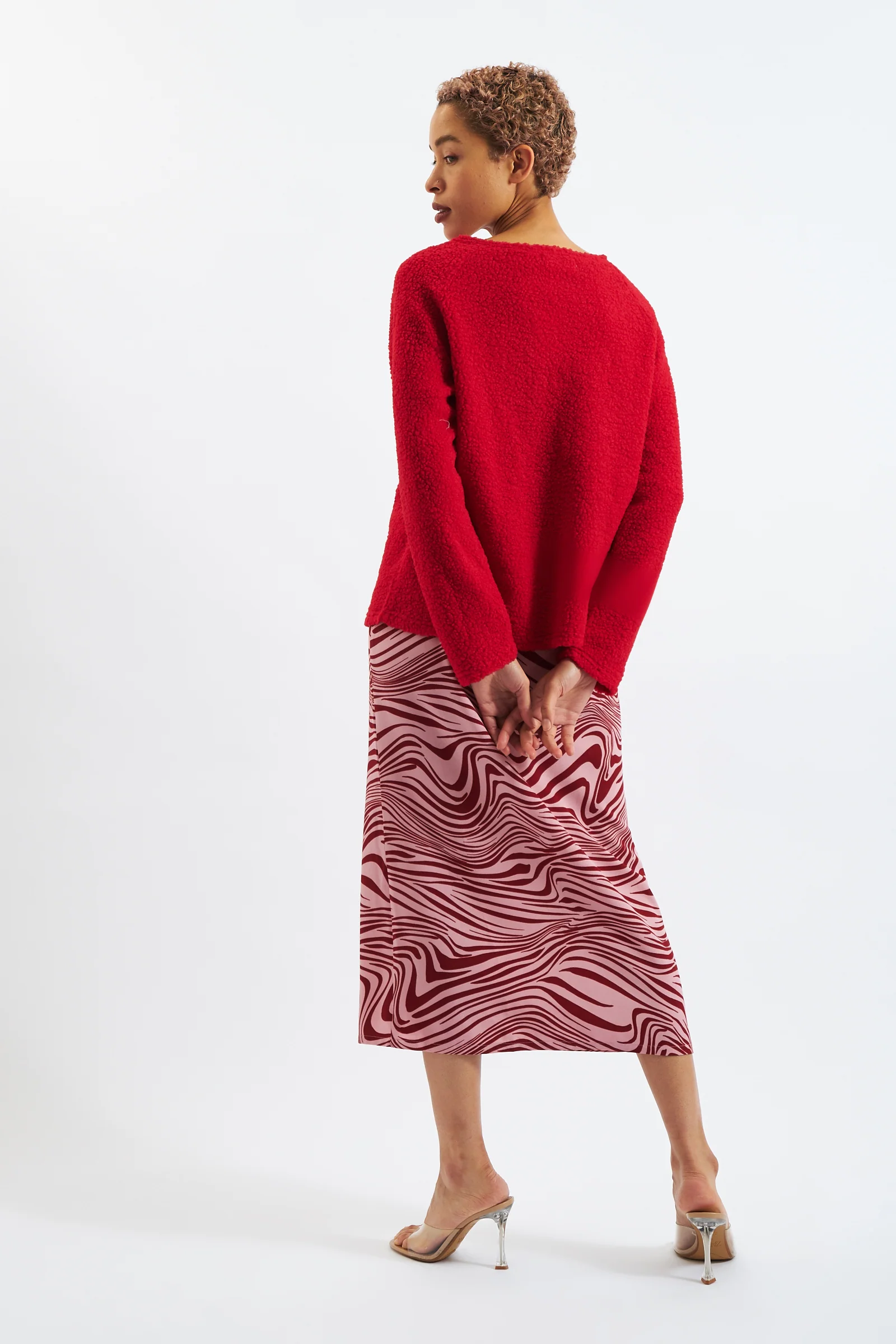 Saro Zebra Pop Print Bias Midi Skirt - Pink - Image 6