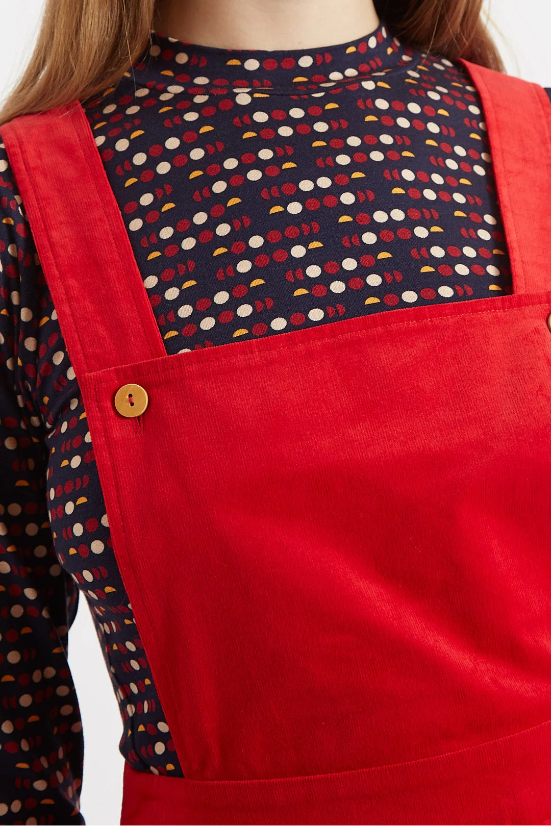 Sofiya Baby Cord Mini Pinafore Dress - Red - Image 4