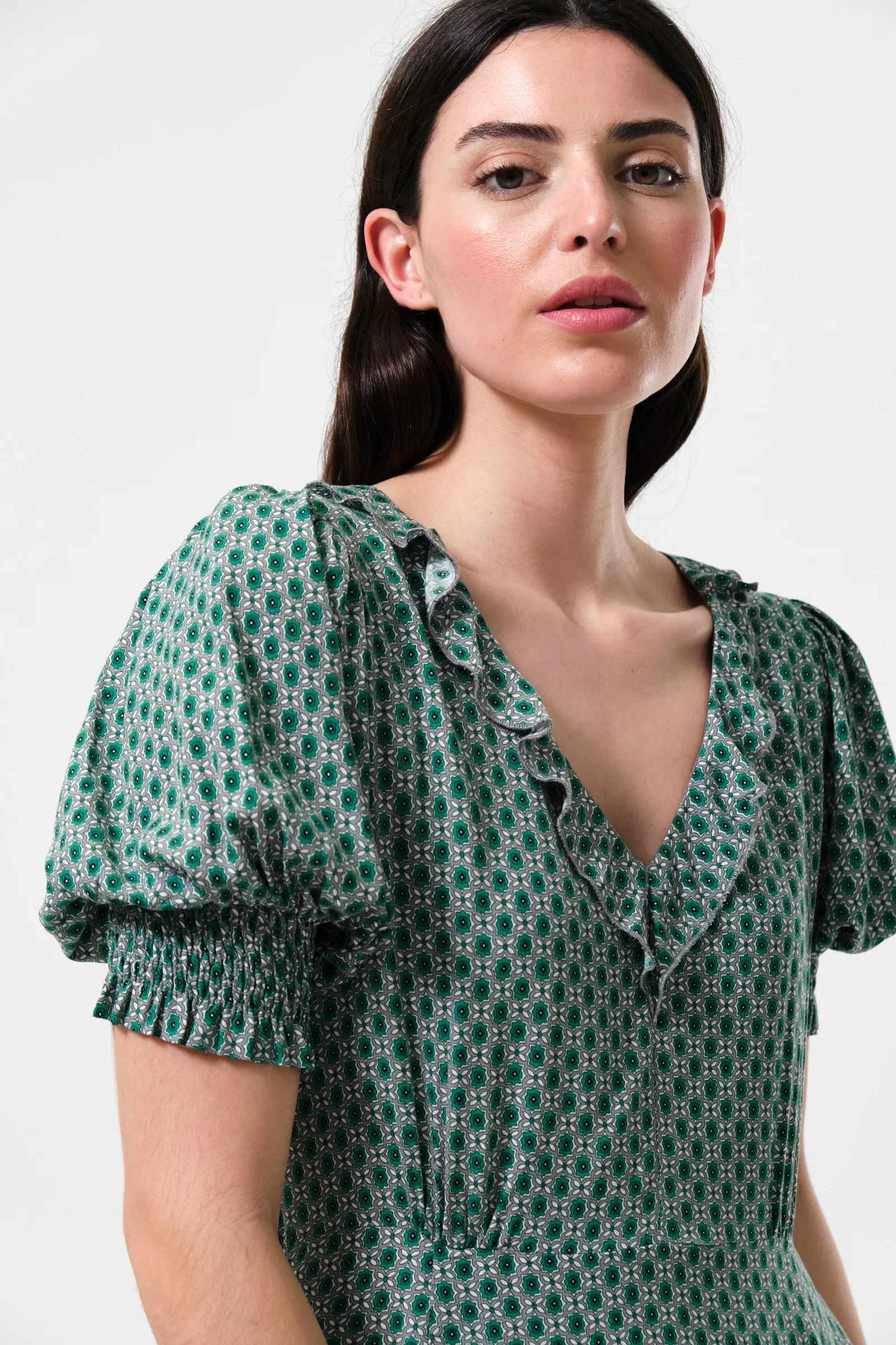 Solyne Flower Tile Print Mini Dress - Image 3