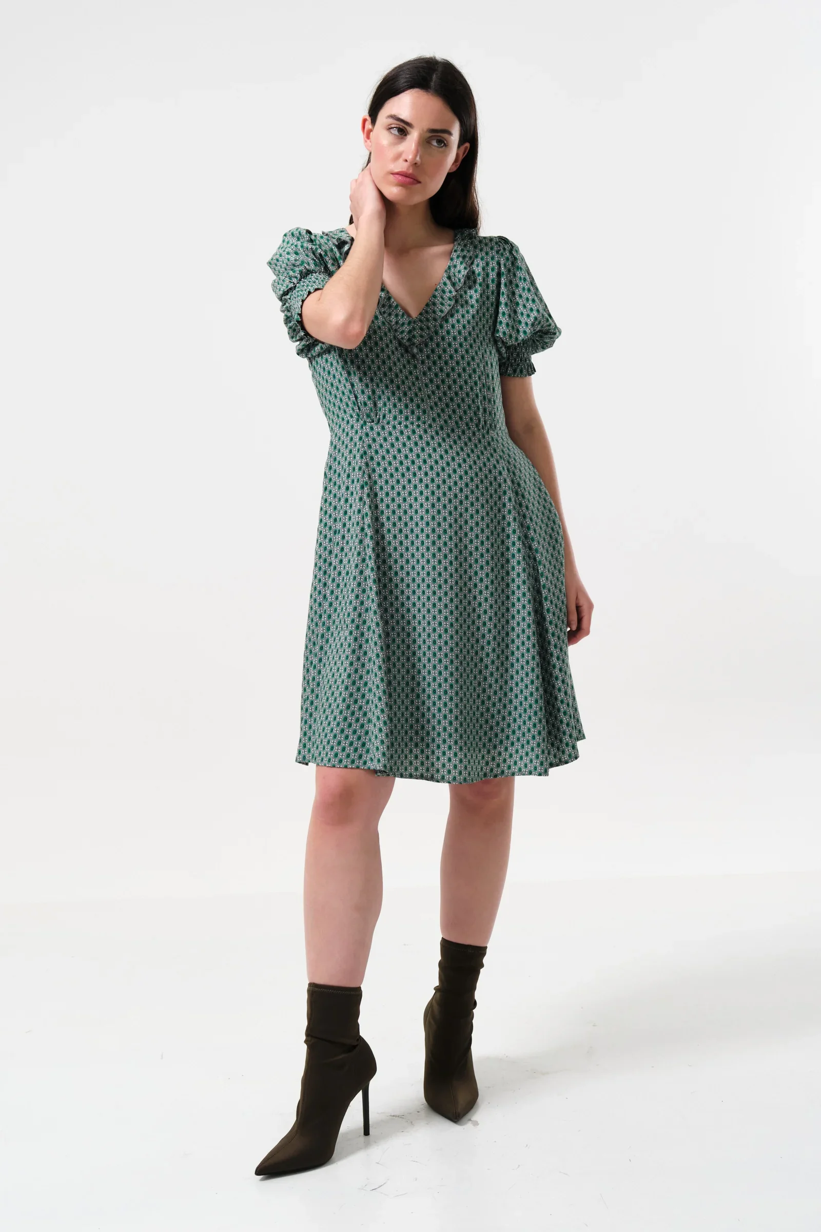 Solyne Flower Tile Print Mini Dress - Image 5