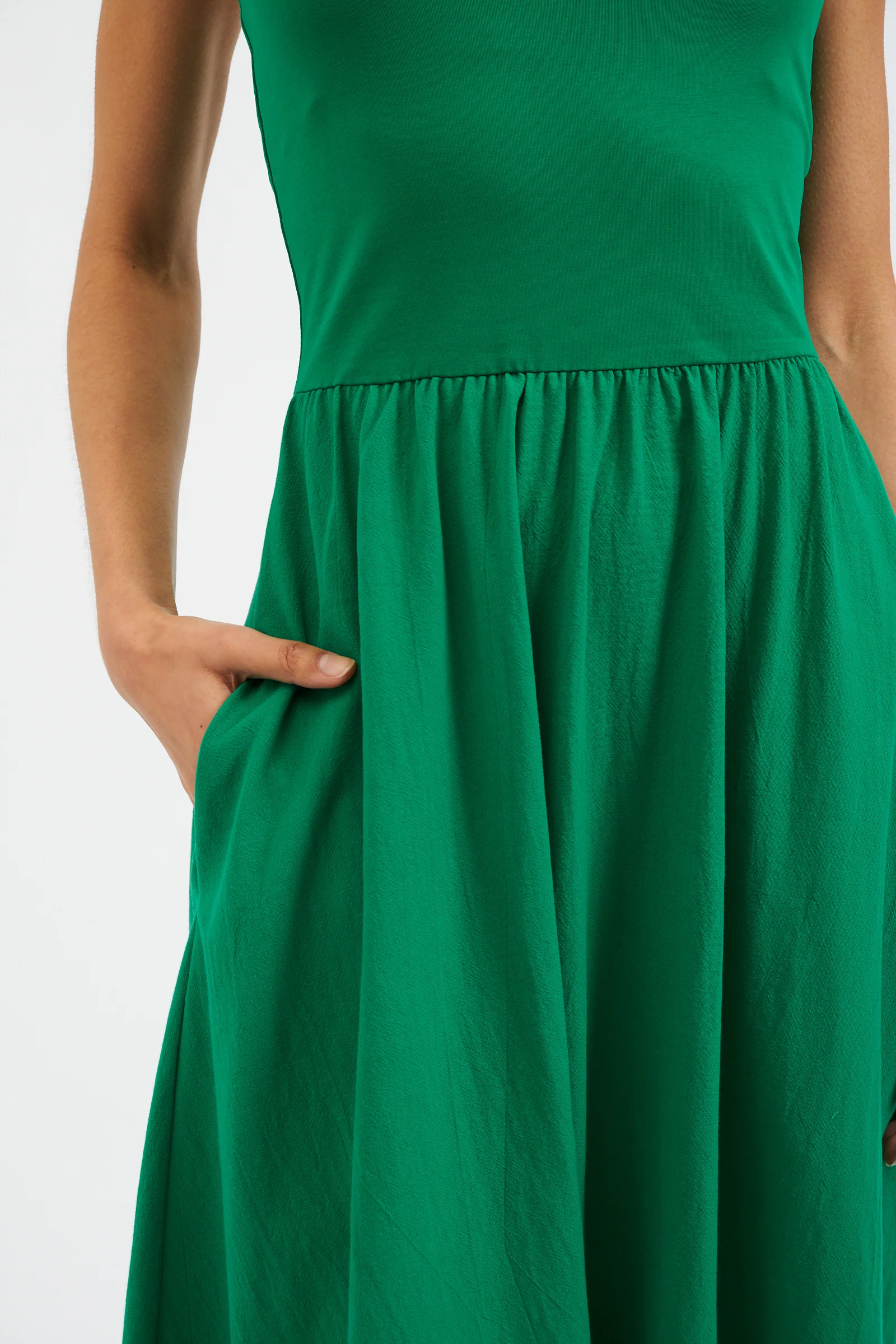 Soumia Jersey Bodice And Recycled Cotton Skirt Midaxi Dress - Green - Image 5