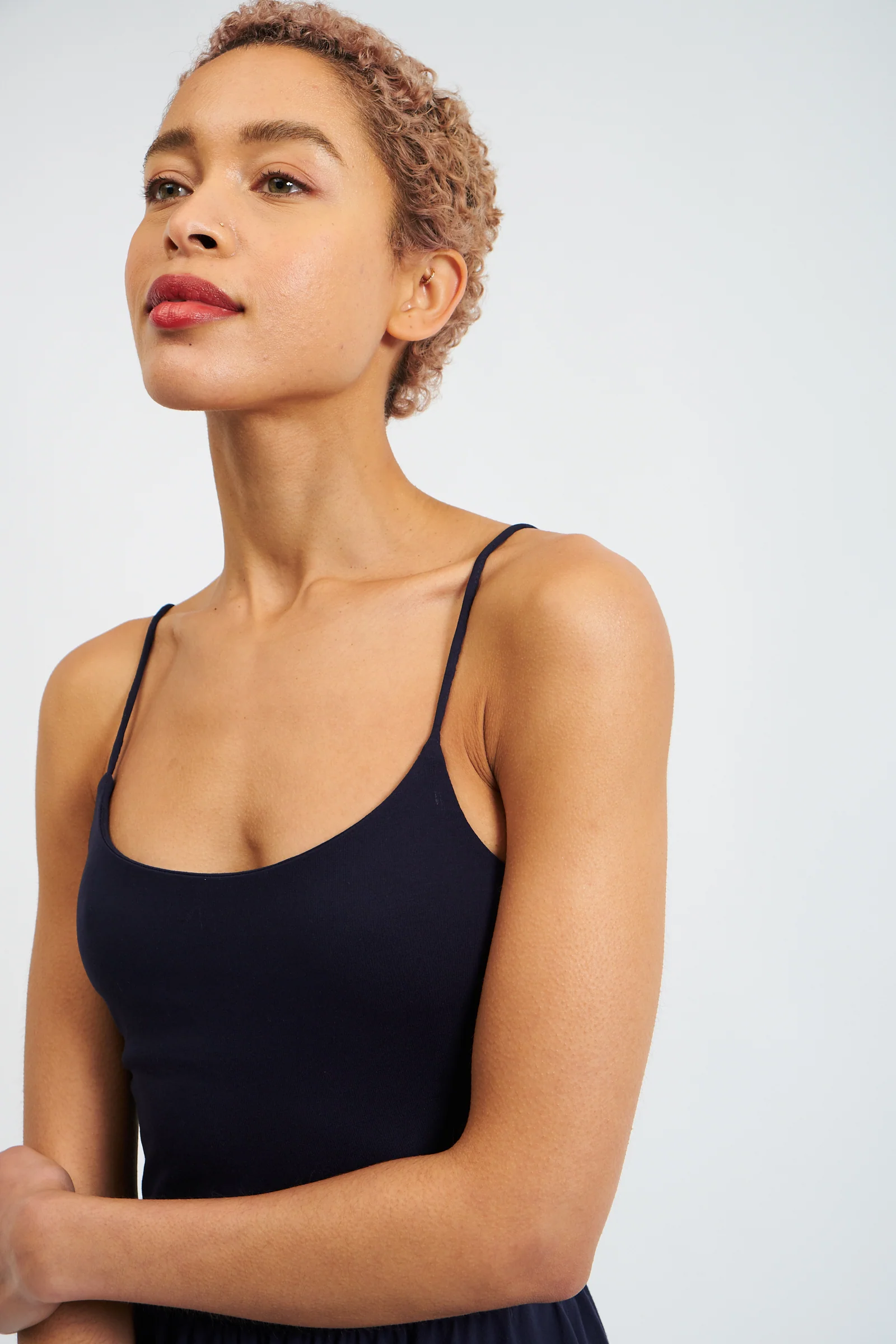 Soumia Jersey Bodice And Recycled Cotton Skirt Midaxi Dress - Navy - Image 3