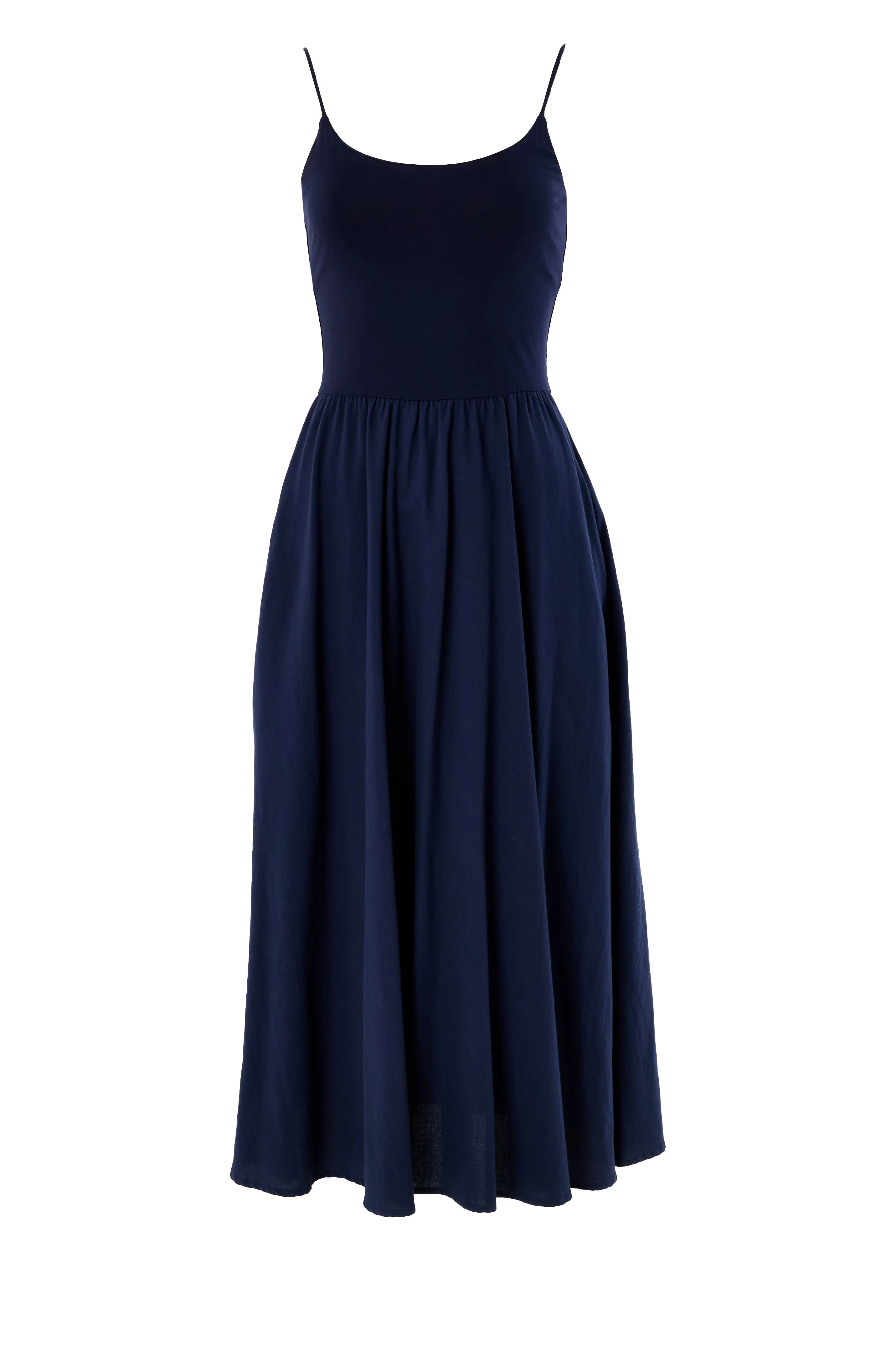 Soumia Jersey Bodice And Recycled Cotton Skirt Midaxi Dress - Navy - Image 7