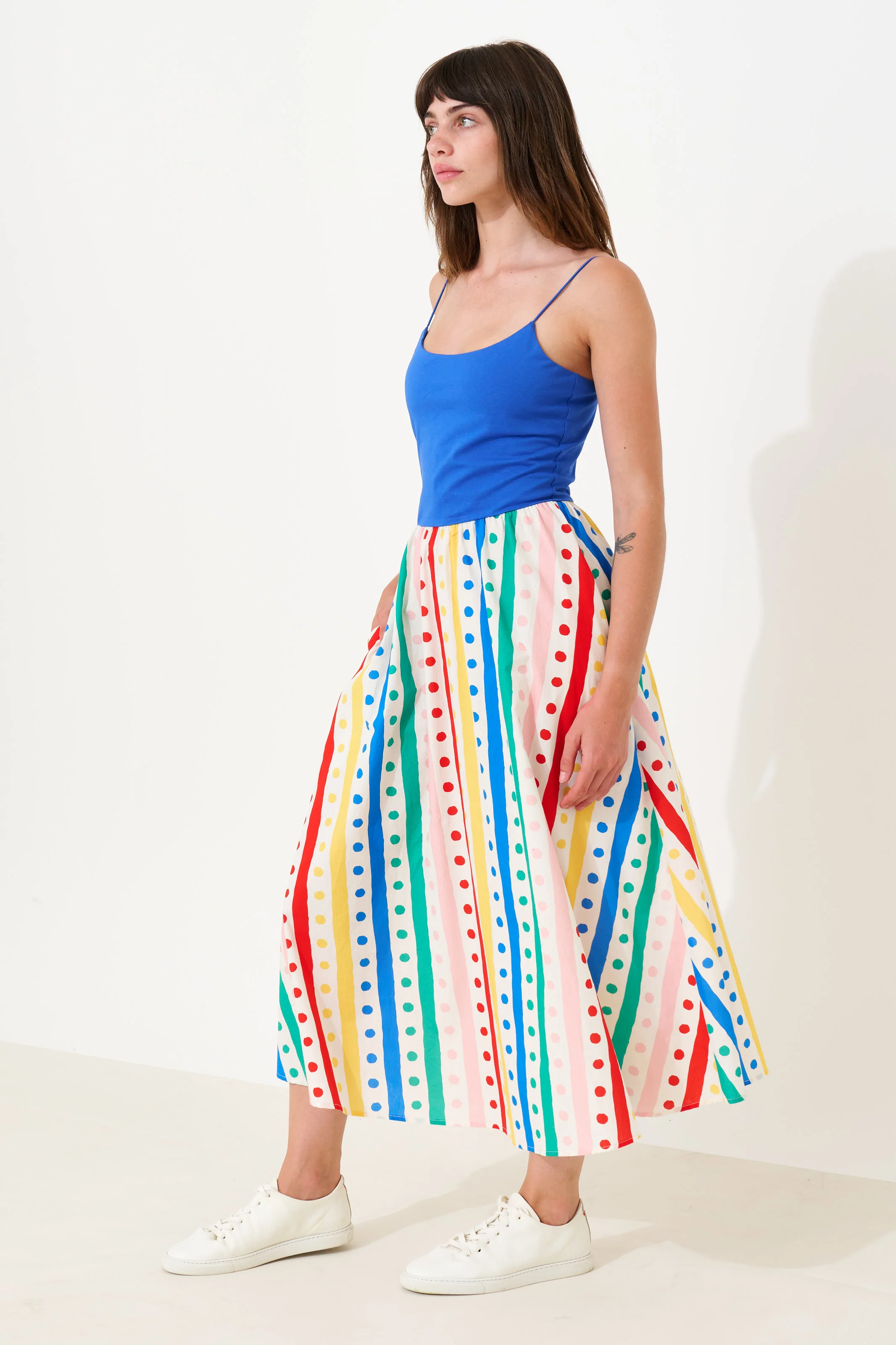 Soumia Spots And Stripes Strappy Jersey Top Maxi Dress - Image 2