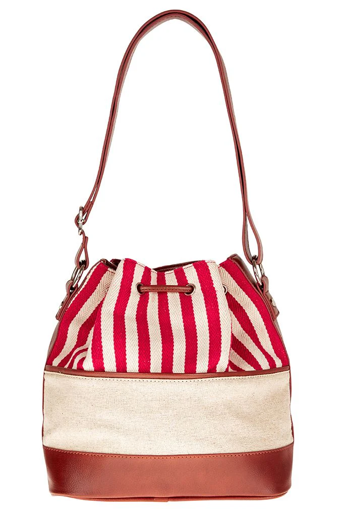 Southampton Red & White Stripe Bucket Bag - Image 4