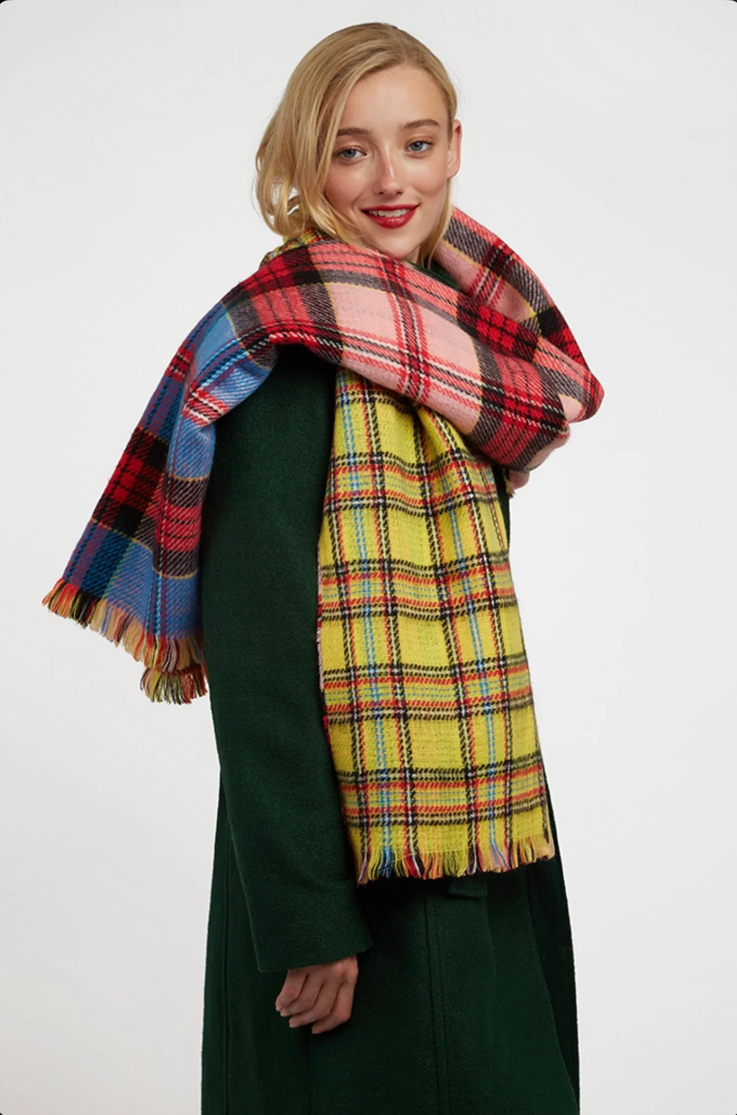 Rosh Double Face Woven Check Scarf - Image 4