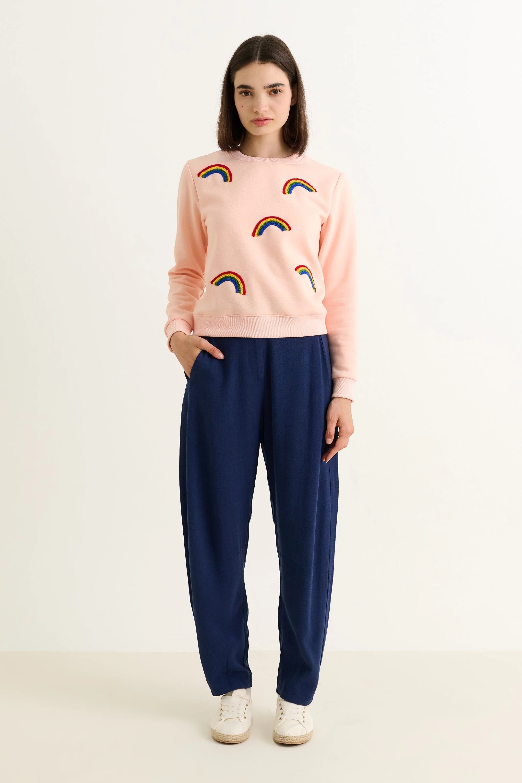 Sutton Linen Mix Barrel Trouser - Navy - Image 4