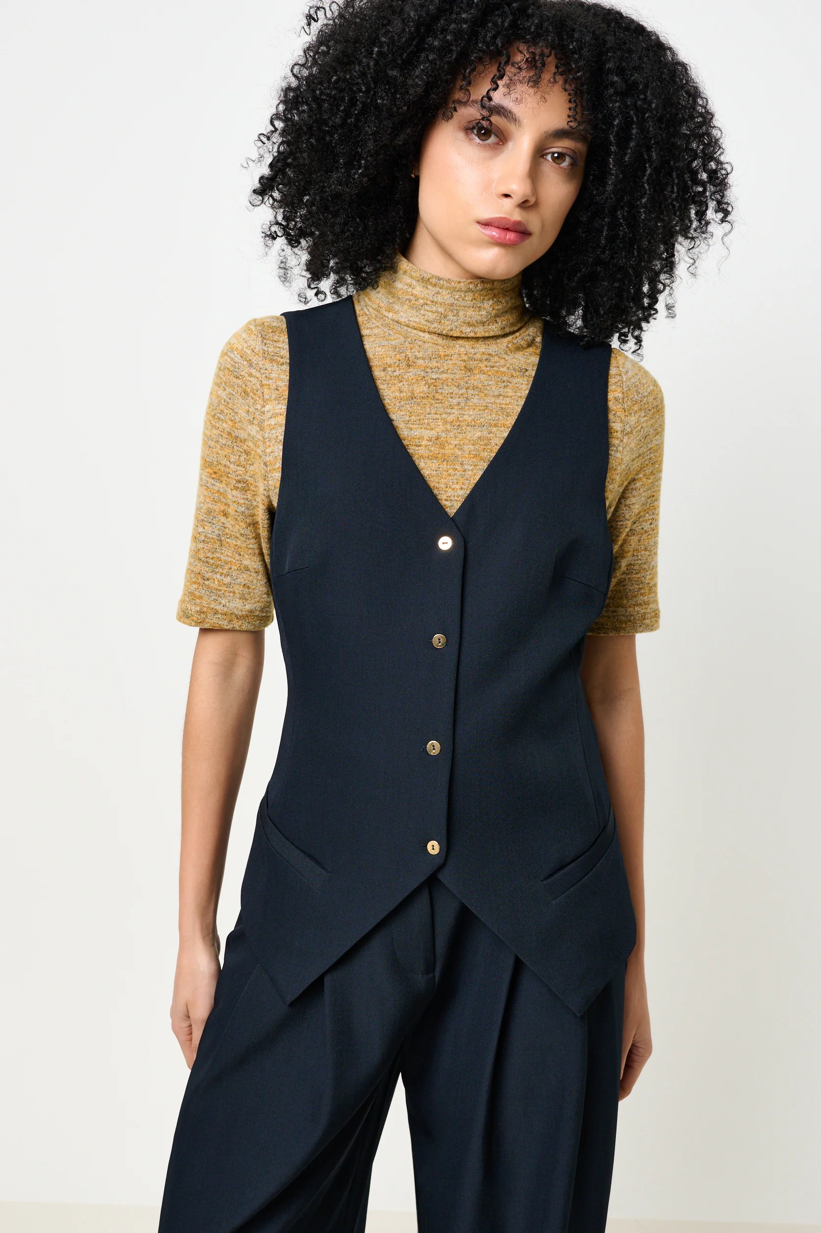 Tate Longline Tailored Waistcoat - Navy - Image 5
