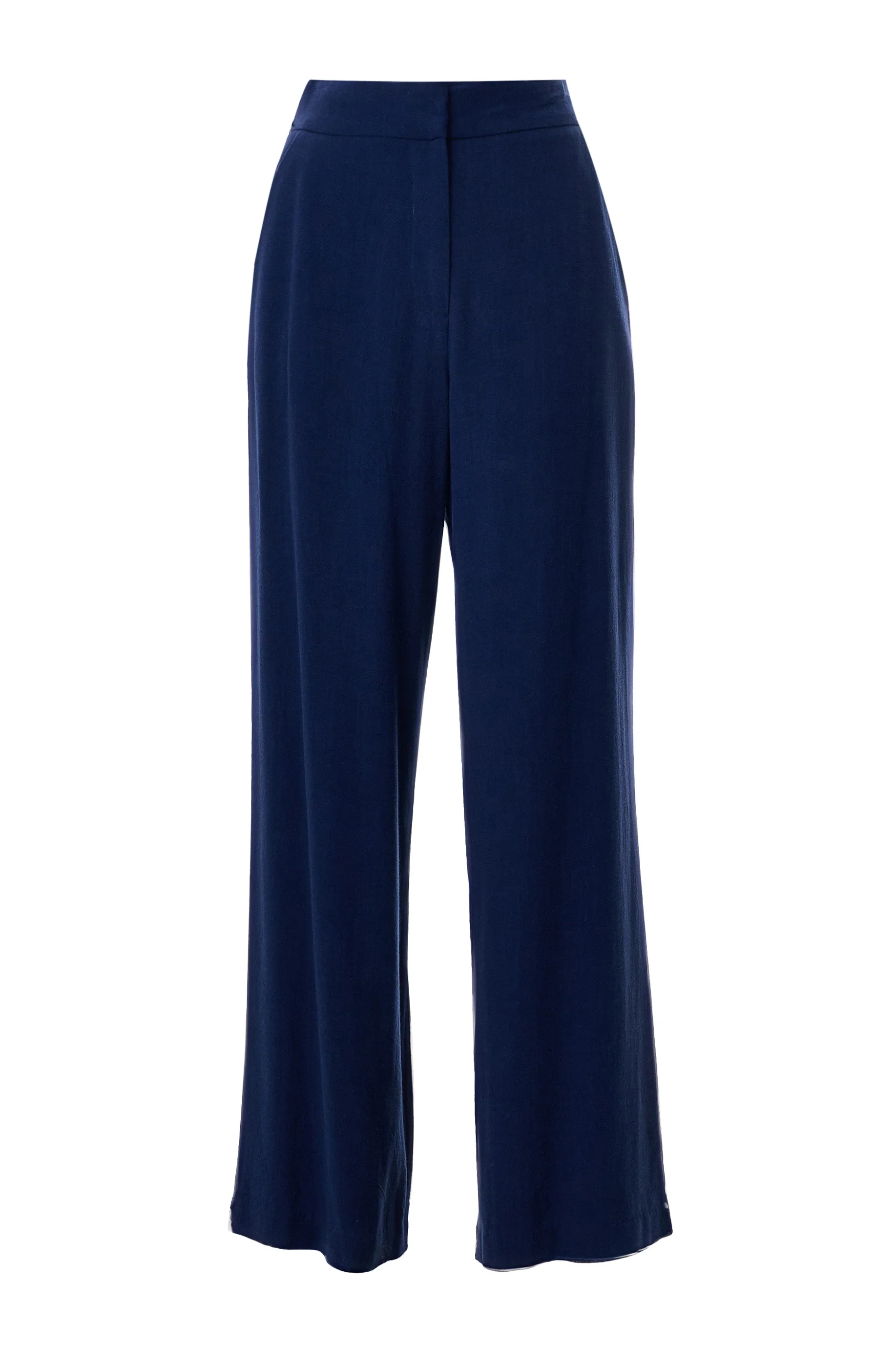 Tilde Linen Mix Straight Leg Trousers - Navy - Image 6