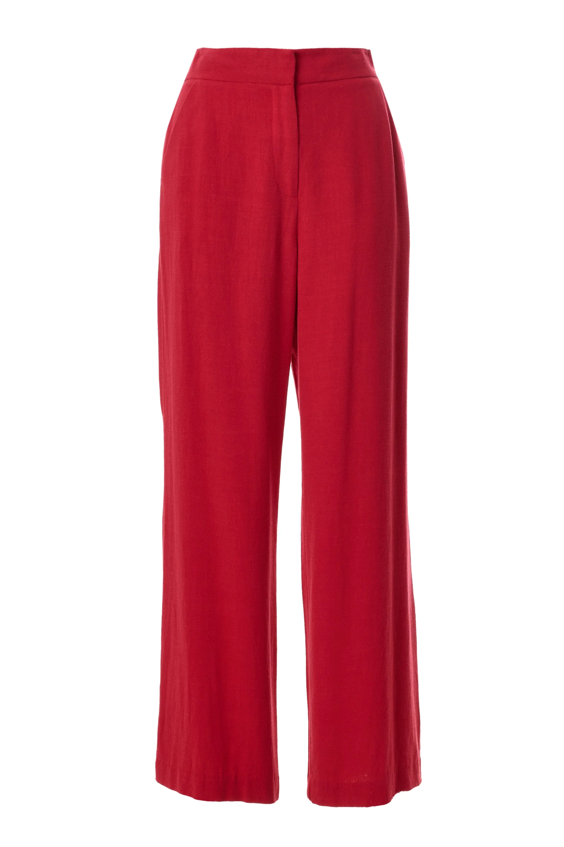 Tilde Linen Mix Straight Leg Trousers - Red - Image 5