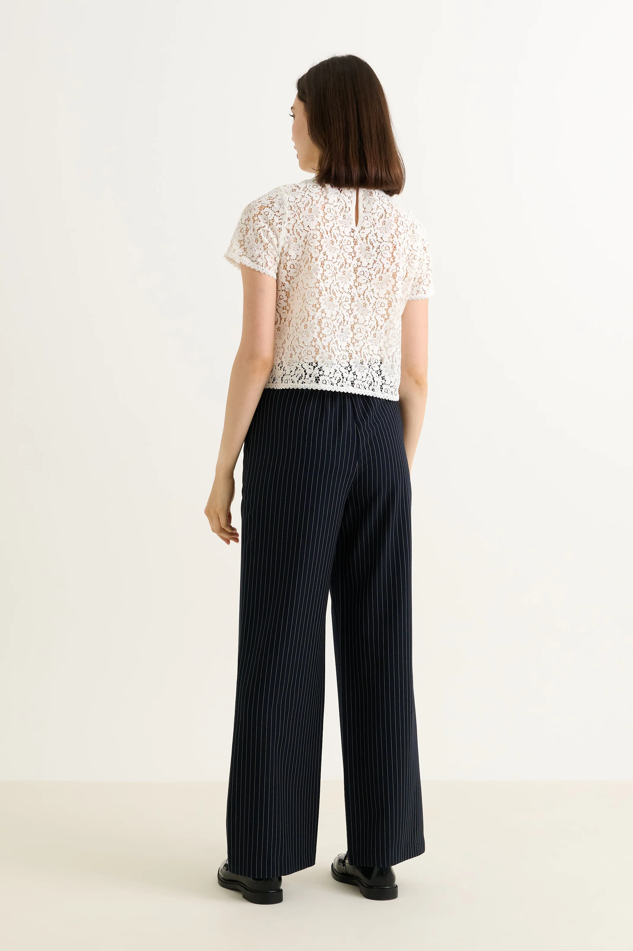 Tilde Navy Pinstripe Straight Leg Trouser - Image 4