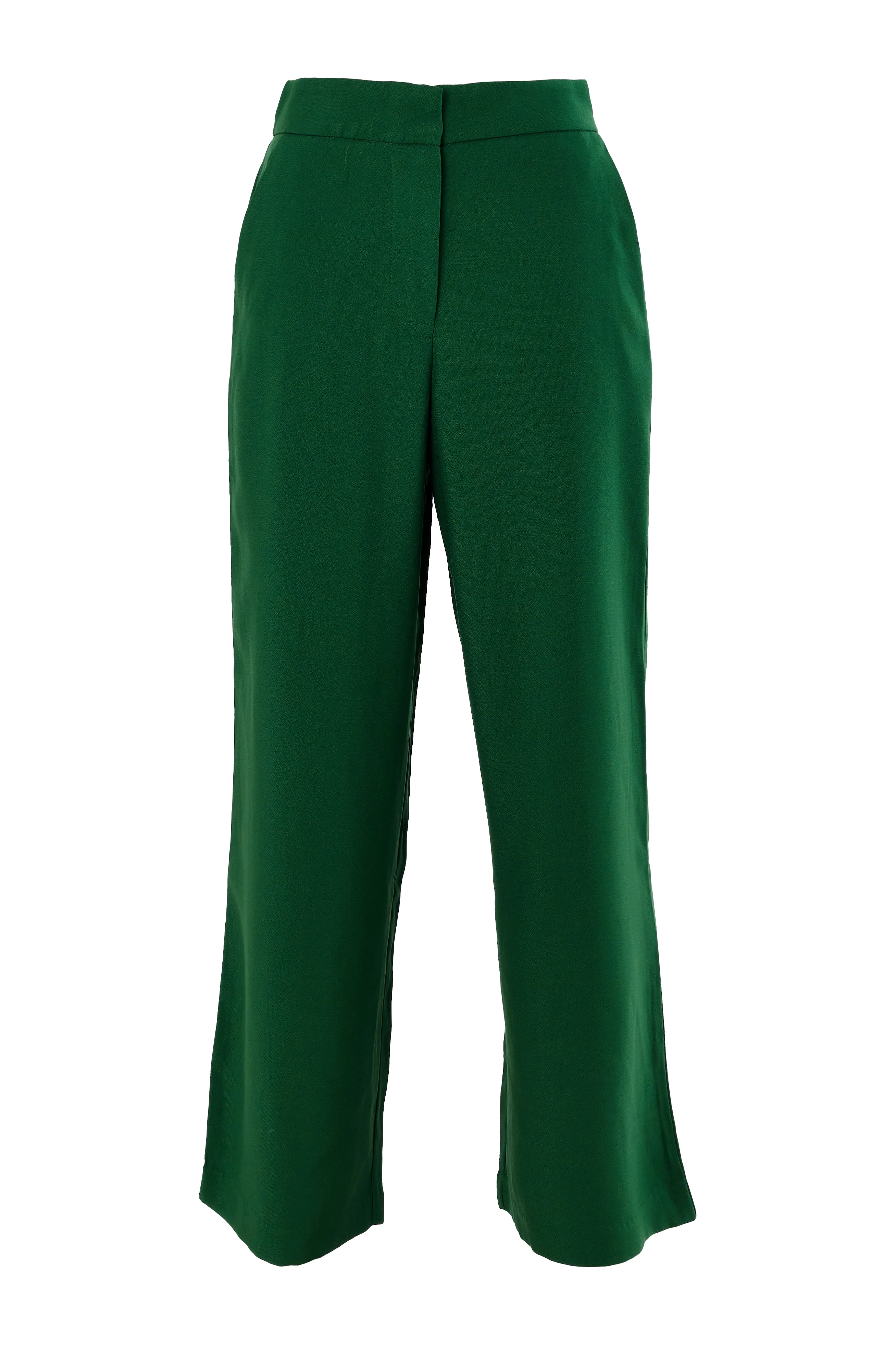 Tilde Sustainable Satin Back Crepe Wide Leg Trousers - Forest Green - Image 6