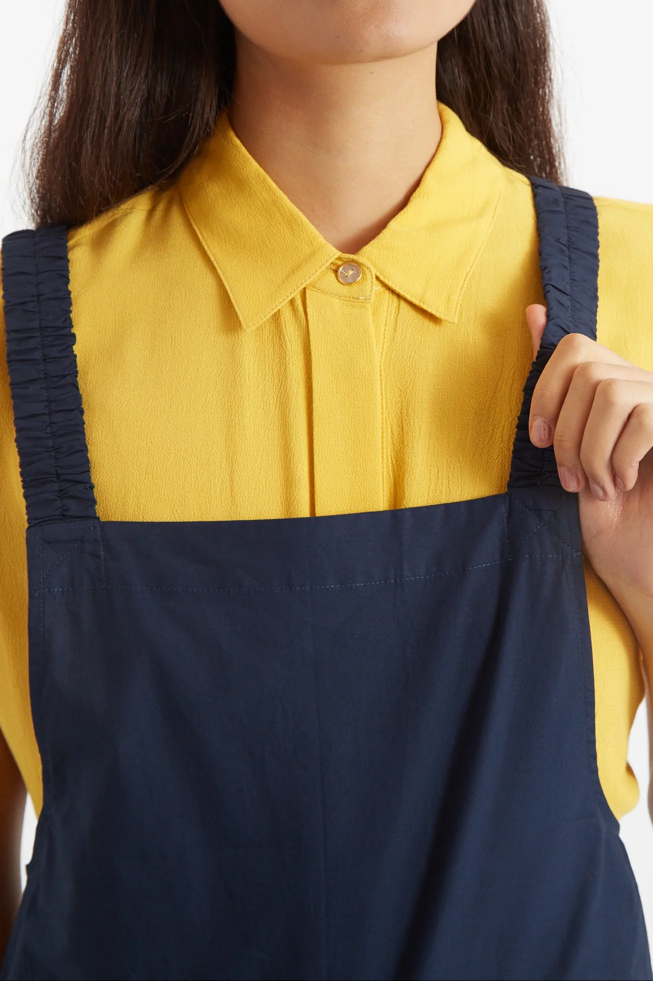 Tippie Navy Cotton Poplin Dungarees - Image 3