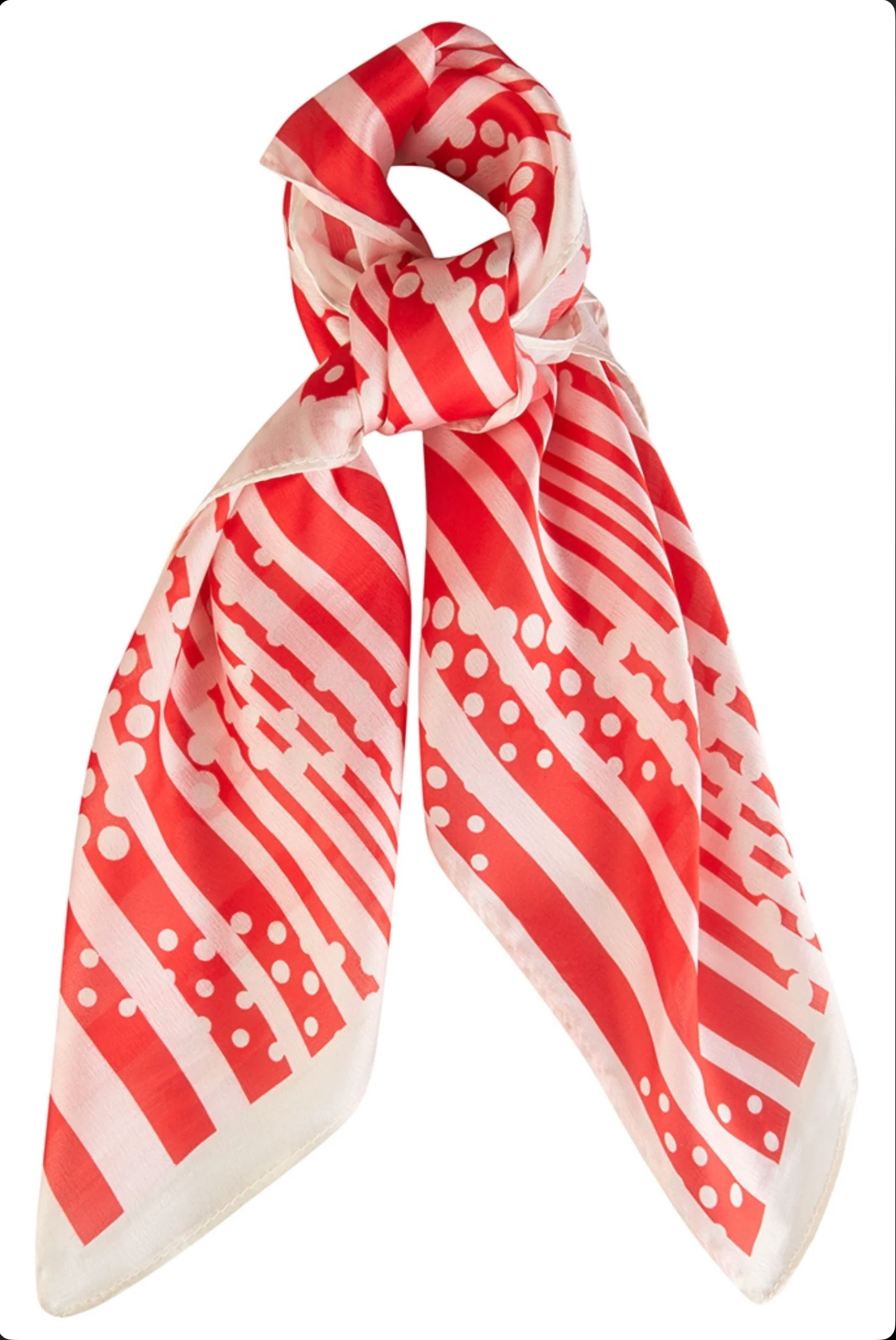 Toots Square Red & Cream Scarf - Image 2