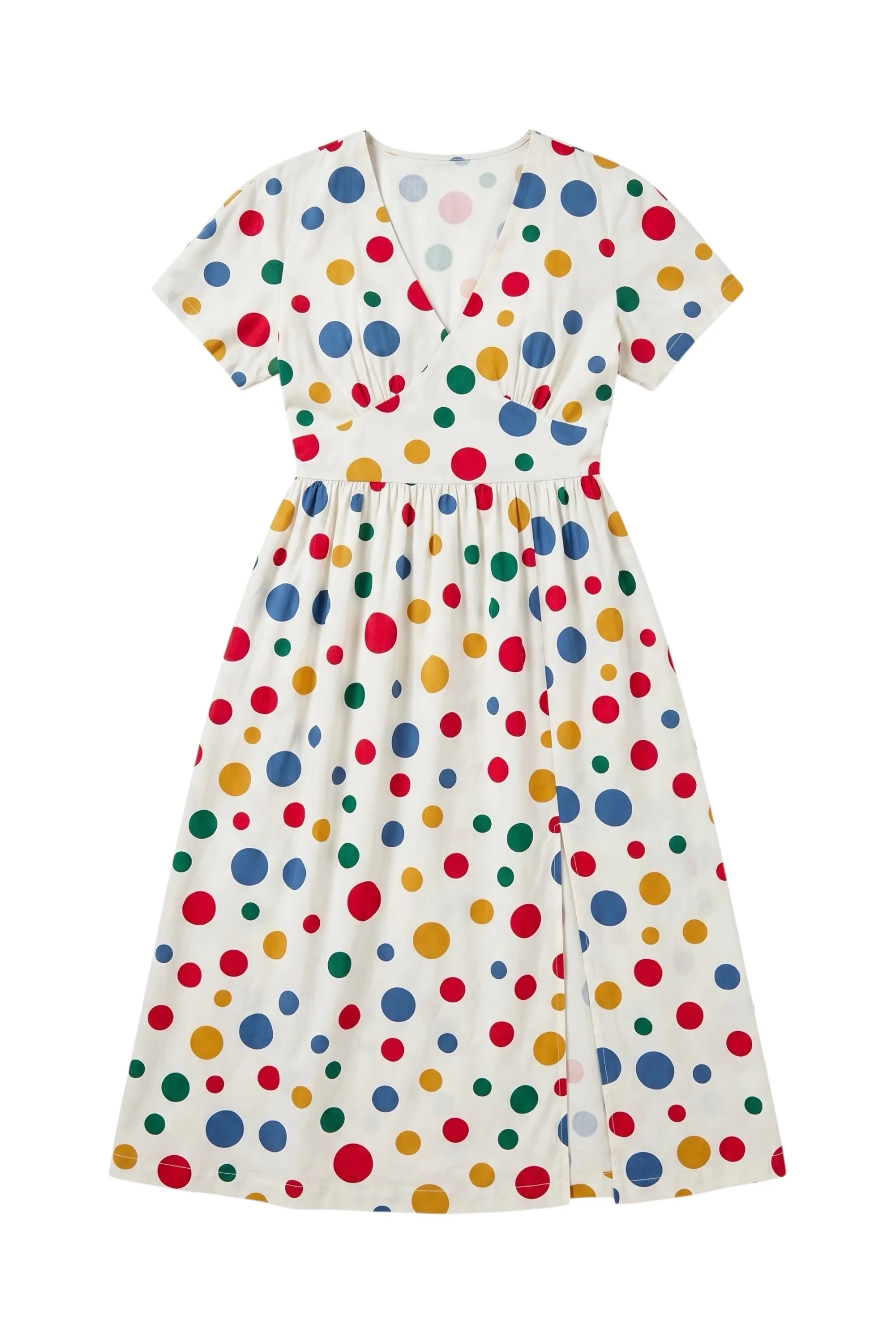 Unity Dotty V-Neck Midi Dress -  Multi - Image 3