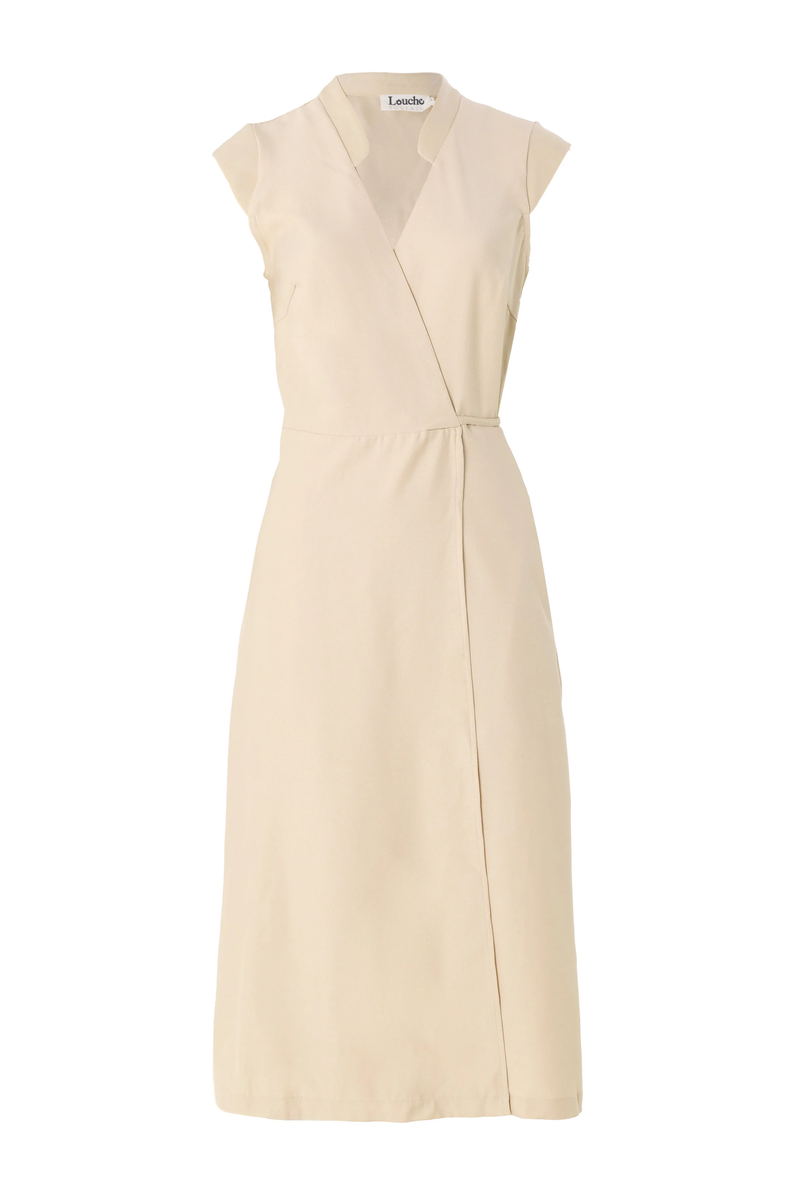 Urbain Satin Back Crepe Wrap Midi Dress - Camel - Image 6