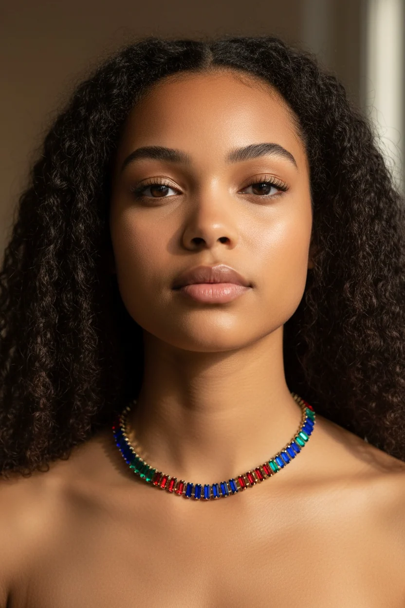 Vivianne Multicoloured Diamante Choker Necklace