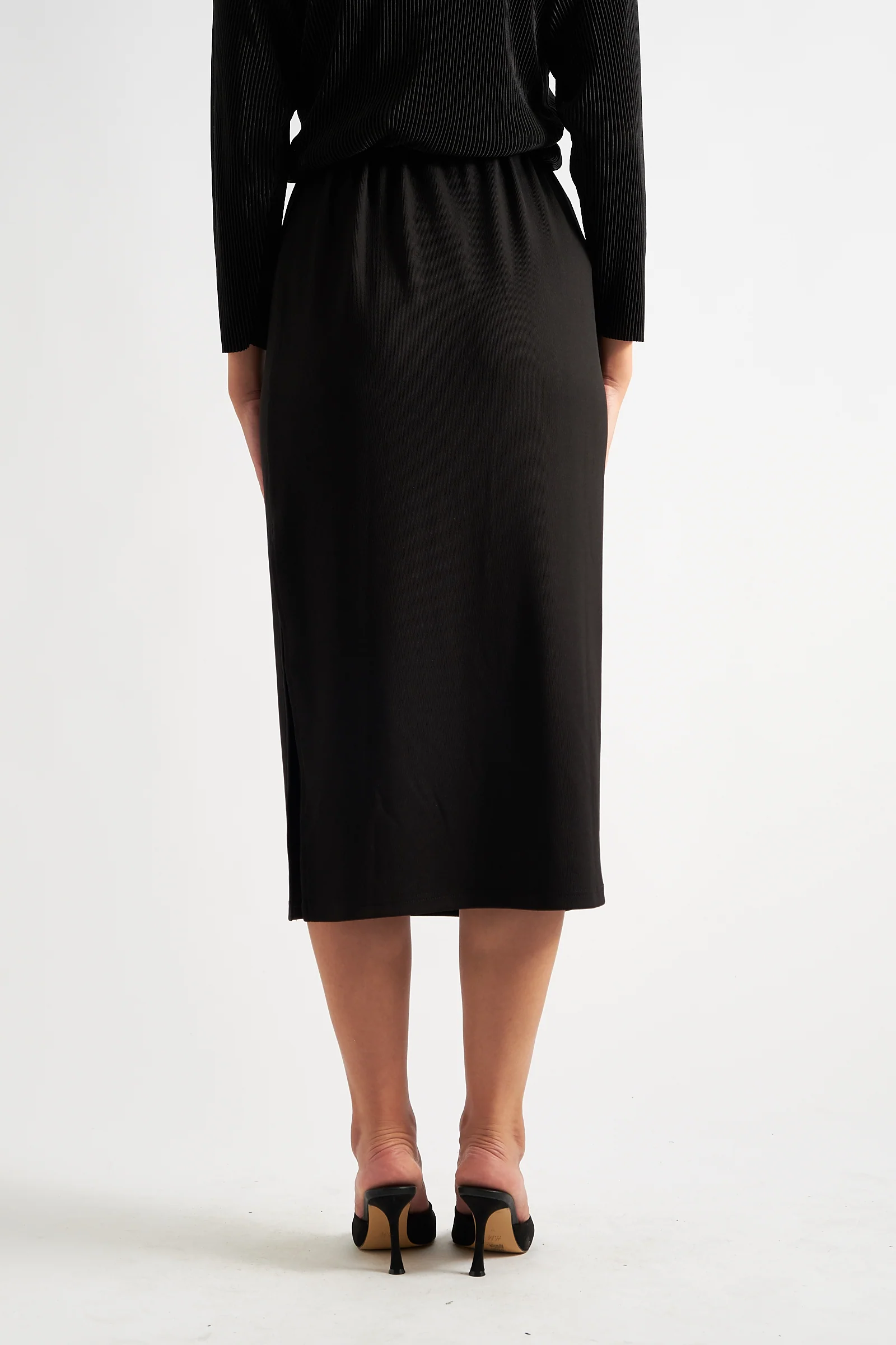 Wilson Fine Black Rib Midi Pencil Skirt - Image 2