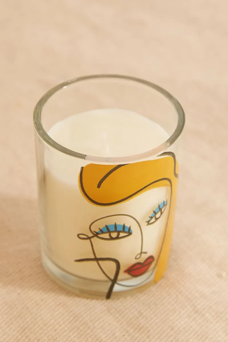 Abstract Face Design Glass Candle - Image 3