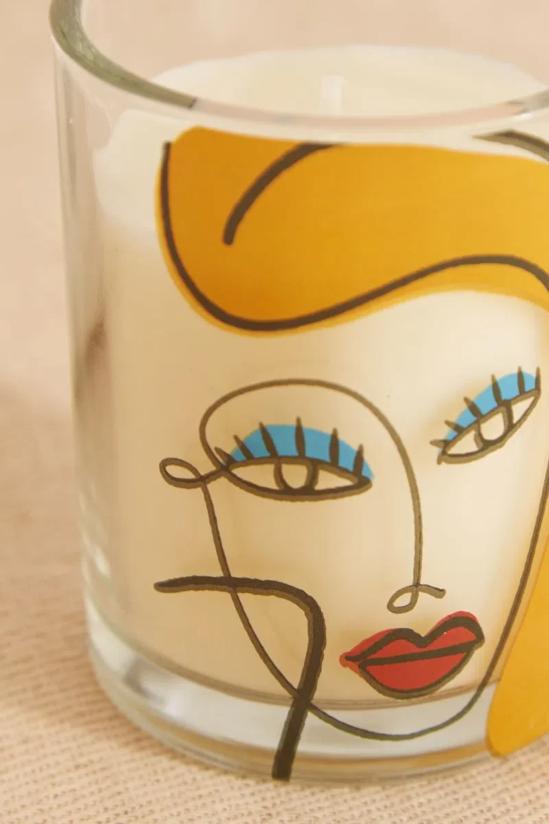 Abstract Face Design Glass Candle - Image 4