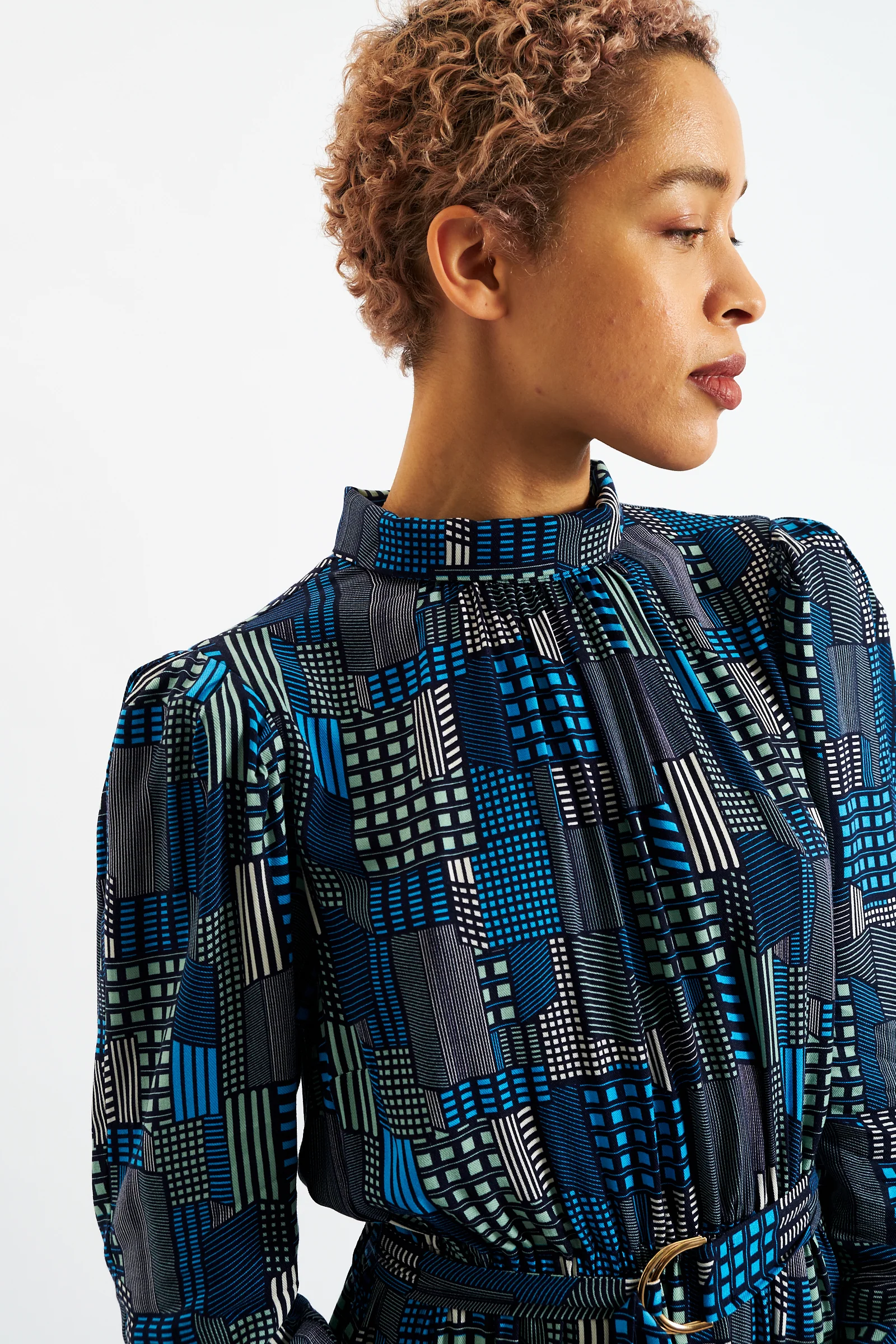 Ygritte Geo City Print Long Sleeve Midi Dress - Image 4