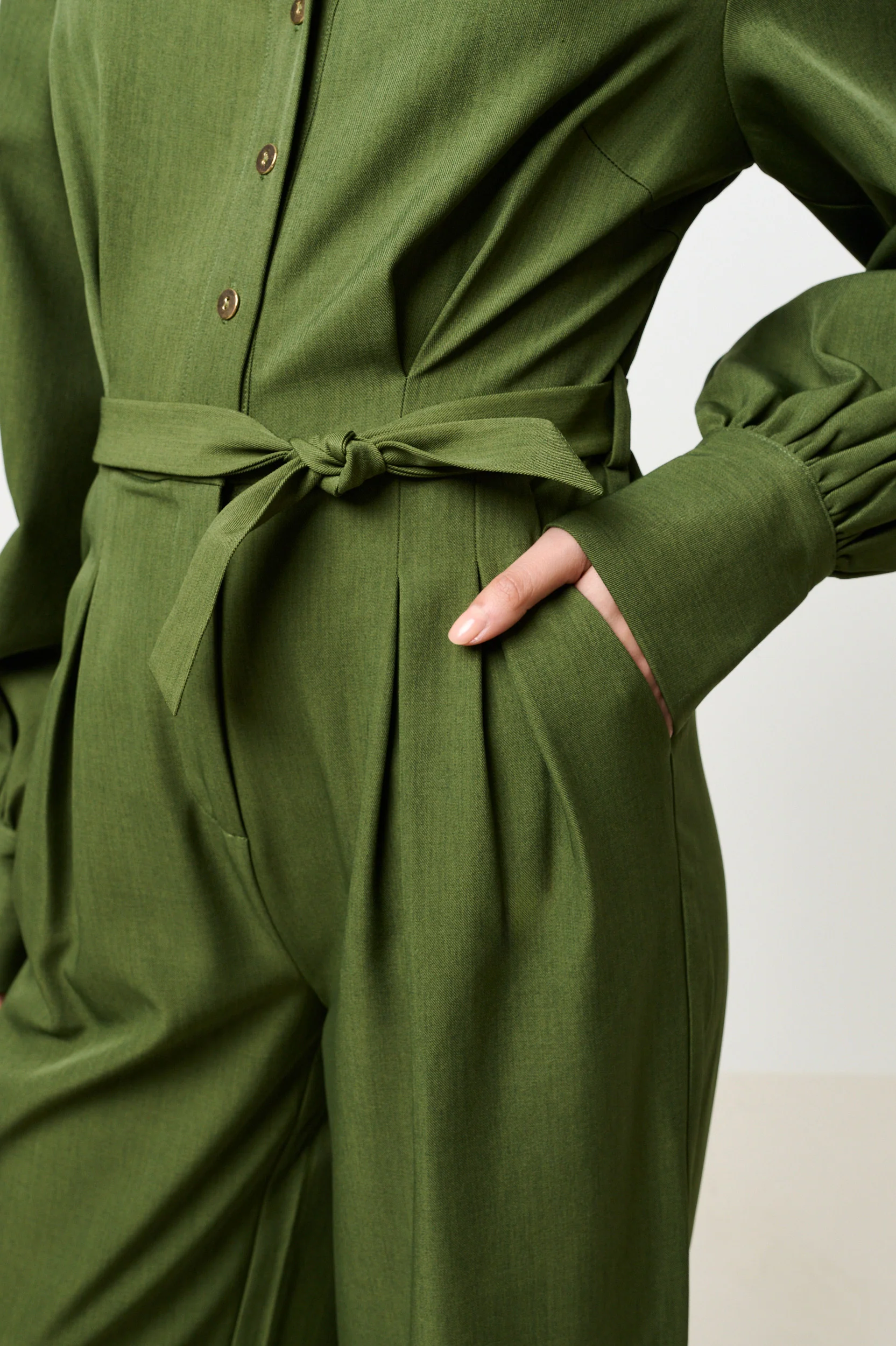 Yves Long Sleeve Jumpsuit - Moss Green - Image 4