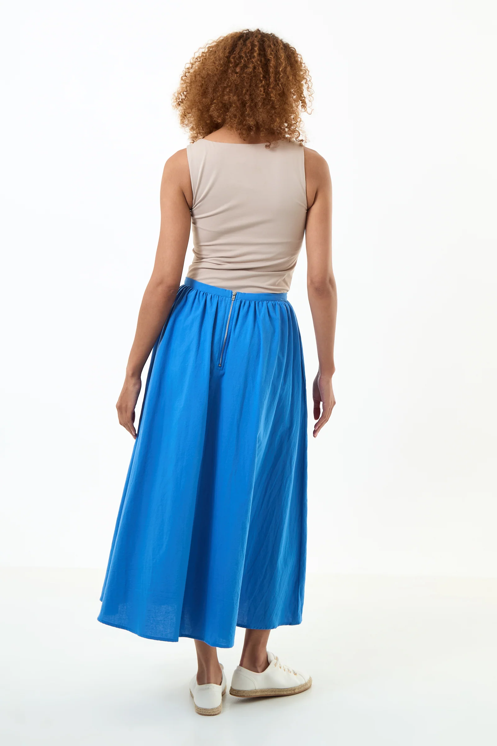 Zoeline Recycled Cotton Midaxi Skirt - Blue - Image 3