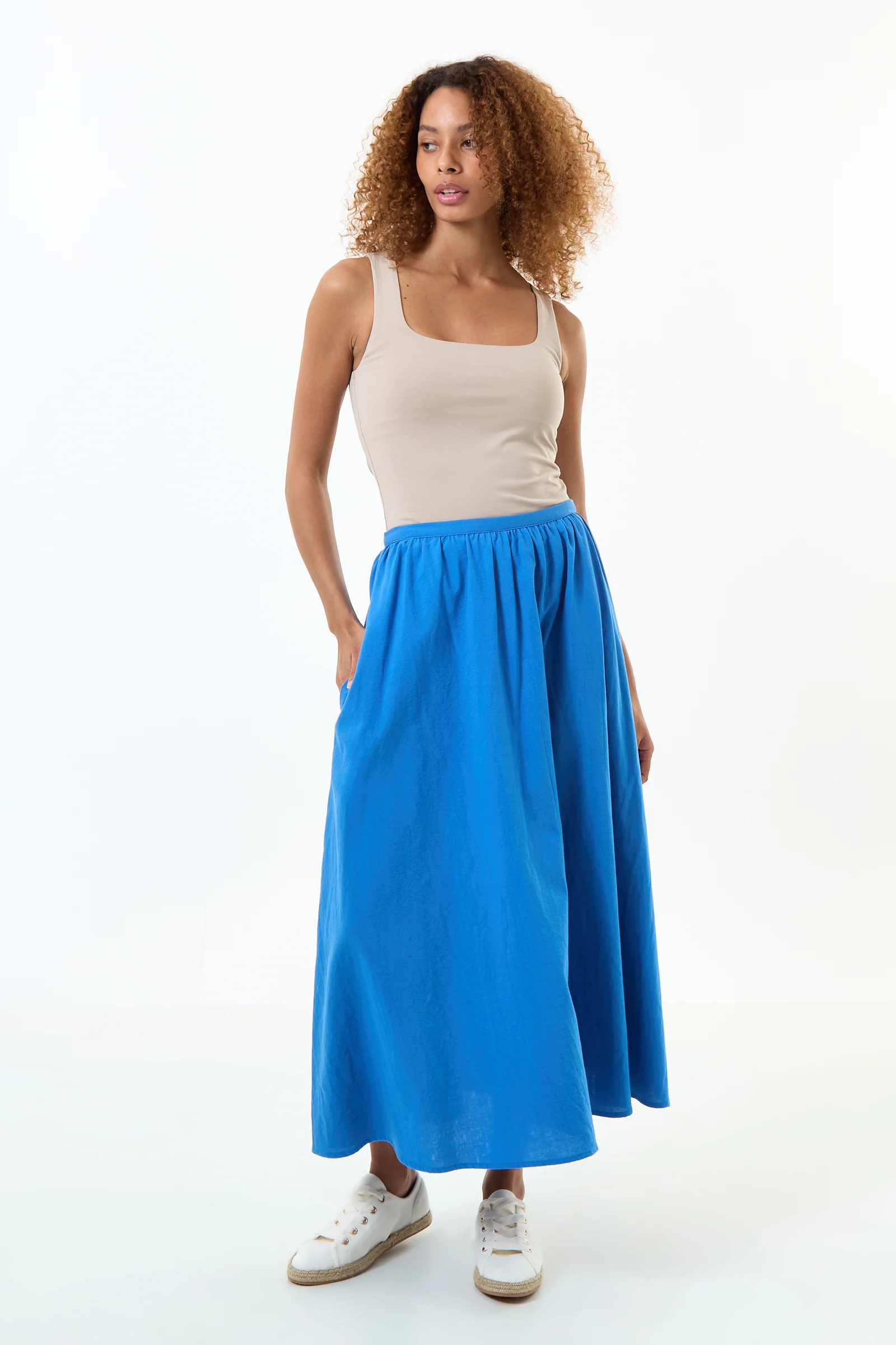 Zoeline Recycled Cotton Midaxi Skirt - Blue - Image 5